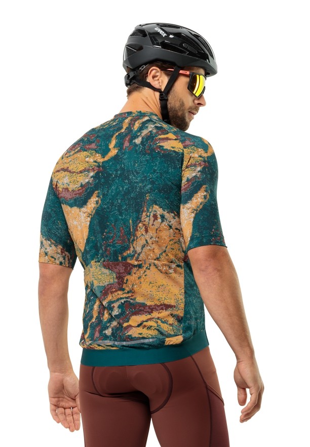 Jack Wolfskin Gravex Printed Fz S/s T-shirts Heren Turquoise | 63063104