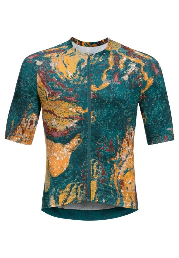 Jack Wolfskin Gravex Printed Fz S/s T-shirts Heren Turquoise | 63063104