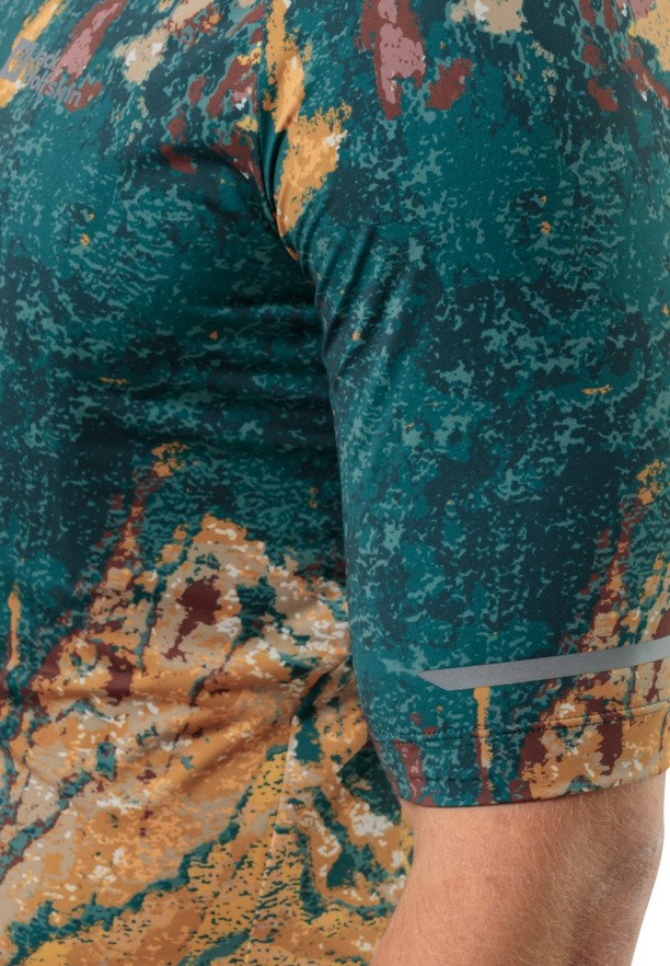 Jack Wolfskin Gravex Printed Fz S/s T-shirts Heren Turquoise | 63063104