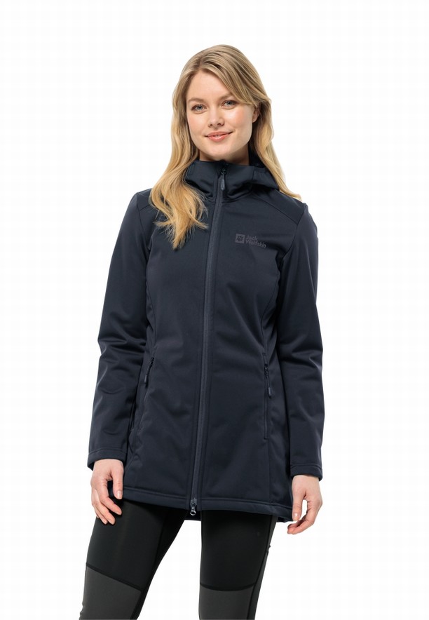 Jack Wolfskin Windhain Softshell Jas Dames Donkerblauw | 79132064